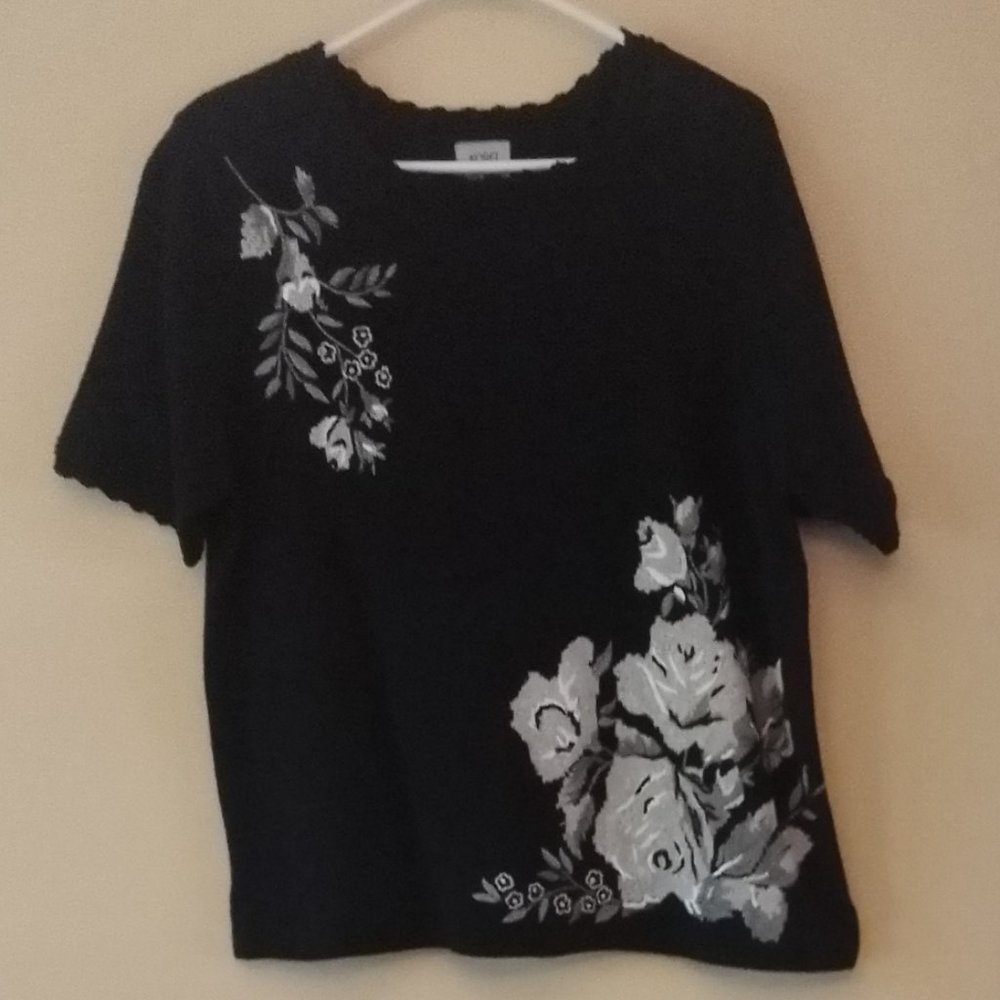 Vintage Koret scoop neck floral sweater, size L